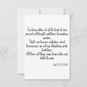 Mark 7:21-23 KJV Bible Scripture Greeting Card Kort
