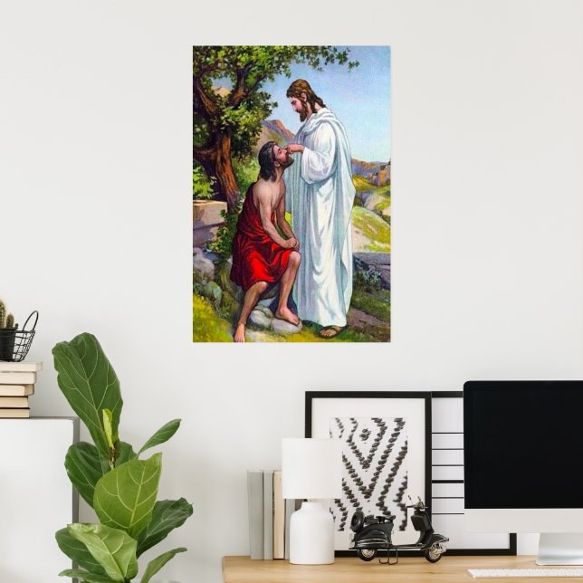 Mark 8:22-26 Jesus Heals a Blind Man Poster (Hemmakontoret)