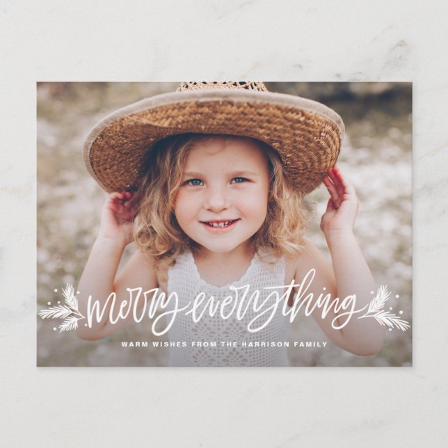 Märk allt som händer och lät julfoto inbjudan vykort (Framsida)