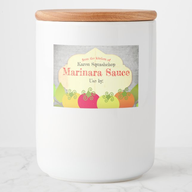 Märk den italienska livsmedelskonserveringen av to mat etiketter (Framsida)