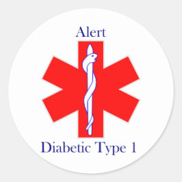 Märk diabetikertyp 1 runt klistermärke