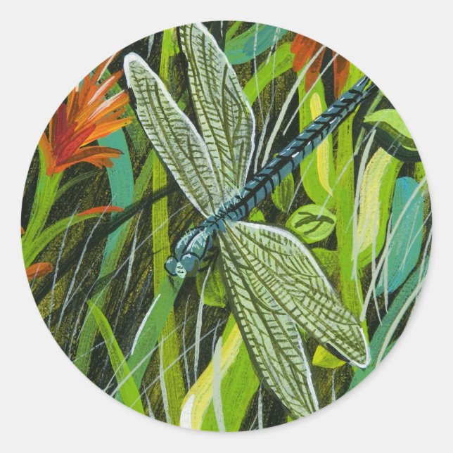 Märk "Dragonfly" Runt Klistermärke (Framsida)