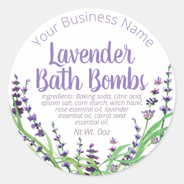 Märk etikett för Homemade Lavender Bath Bomb (Framsida)