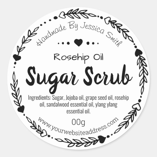 Märk etikett för Homemade Sugar SCrub (Framsida)