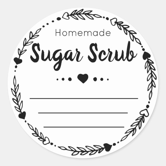 Märk etikett för Homemade Sugar SCrub (Framsida)