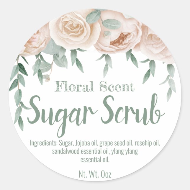 Märk etikett för Homemade Sugar SCrub (Framsida)