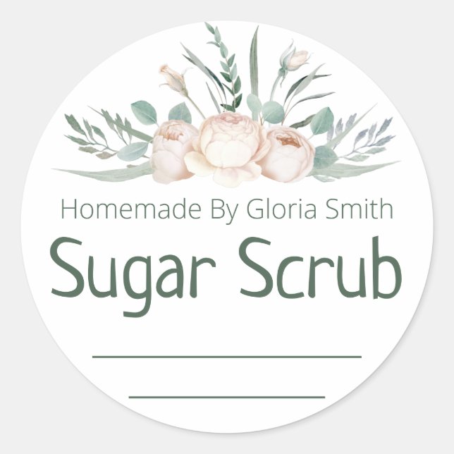 Märk etikett för Homemade Sugar SCrub (Framsida)