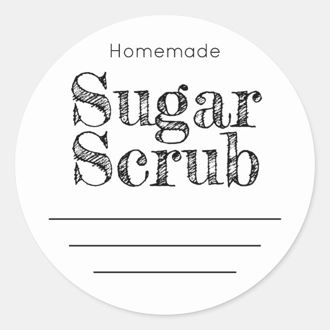 Märk etikett för Homemade Sugar SCrub (Framsida)