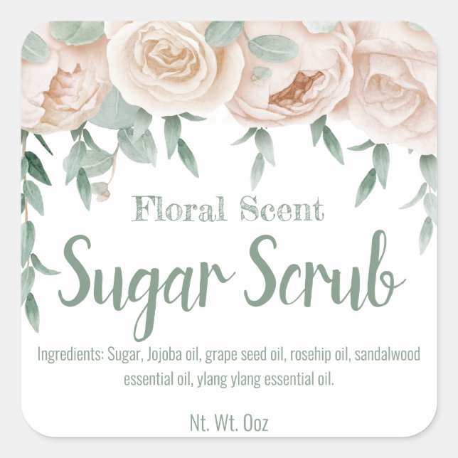 Märk etikett för Homemade Sugar SCrub (Framsida)