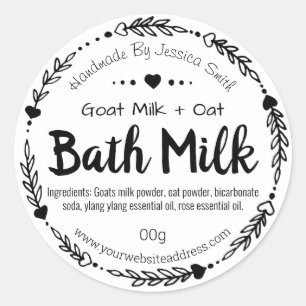 Märk för Homemade Bath Mjölk Soak Runt Klistermärke