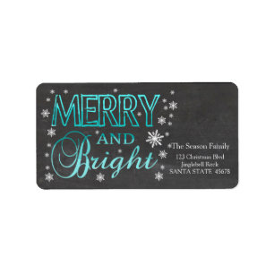 Märk helgdag för Merry & Bright chalkboard-stjärno Adressetikett
