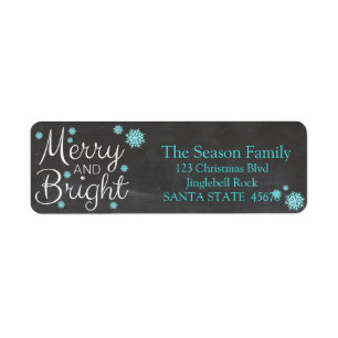 Märk helgdag för Merry & Bright chalkboard-stjärno Returadress Etikett