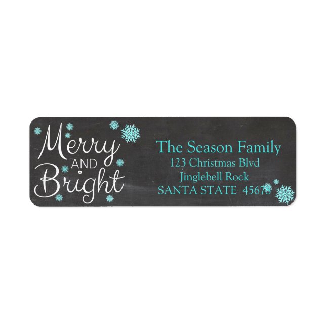 Märk helgdag för Merry & Bright chalkboard-stjärno Returadress Etikett (Framsidan)