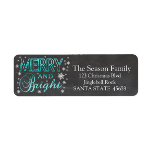 Märk helgdag för Merry & Bright chalkboard-stjärno Returadress Etikett