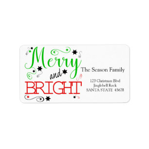Märk helgdag Merry & Bright stars Adressetikett