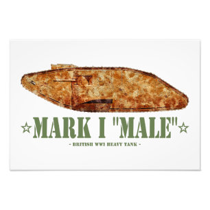 Mark I Male Världskrig One British Heavy Tank WWI Fototryck