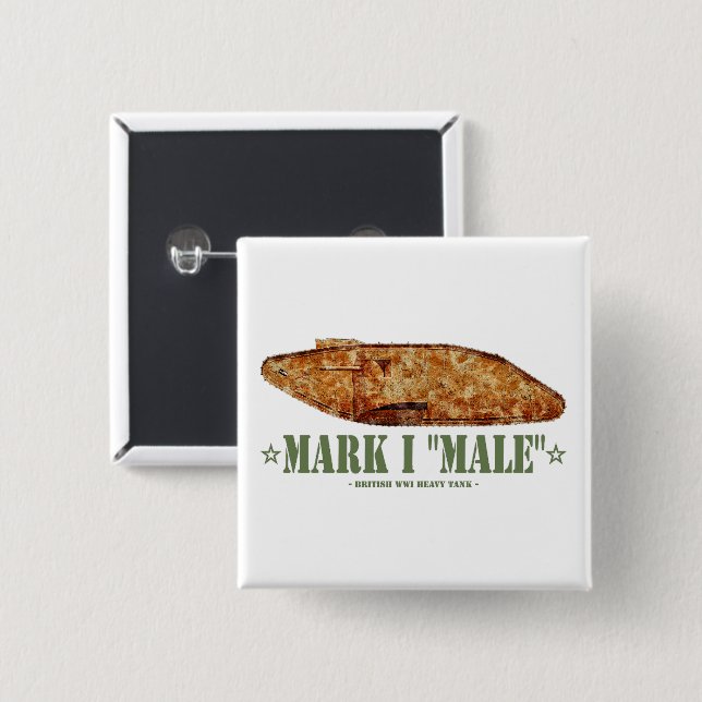 Mark I Male Världskrig One British Heavy Tank WWI Knapp (Framsida & baksida)