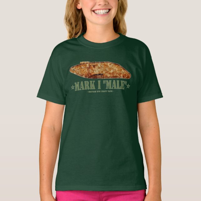 Mark I Male Världskrig One British Heavy Tank WWI T Shirt (Framsida)
