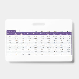 Märk kortstorlek knockout layout tabell
