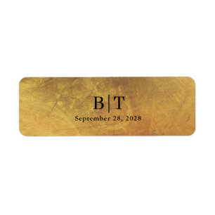 Märk med Guld Monogram Bröllop Cigar Band Returadress Etikett