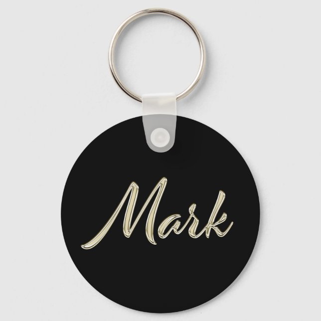 Mark Namn whitegold Button Schlüsselanhänger Nyckelring (Framsida)
