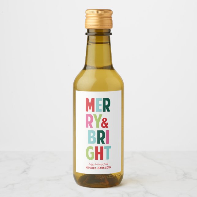 Märk och färgstark mini Vin Flaska Vinetikett (Framsida)