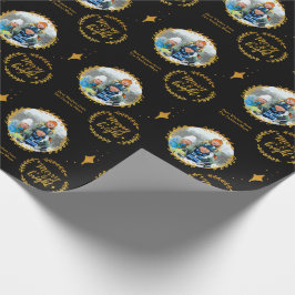 Märk och ljus. Anpassningsbar Photo - Guld och Bla Presentpapper