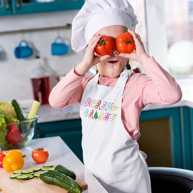 Märk och ljus färgstark Julgran Barnförkläde (Skapare uppladdad)