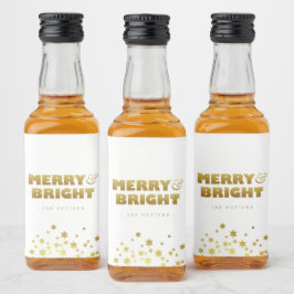 Märk och ljus | Roligt Jul White & Guld Mini Spritflaskor Etikett