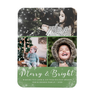 Märk och Ljusskript Snö överlägg Fotokollage Magnet