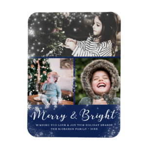 Märk och Ljusskript Snö överlägg Fotokollage Magnet