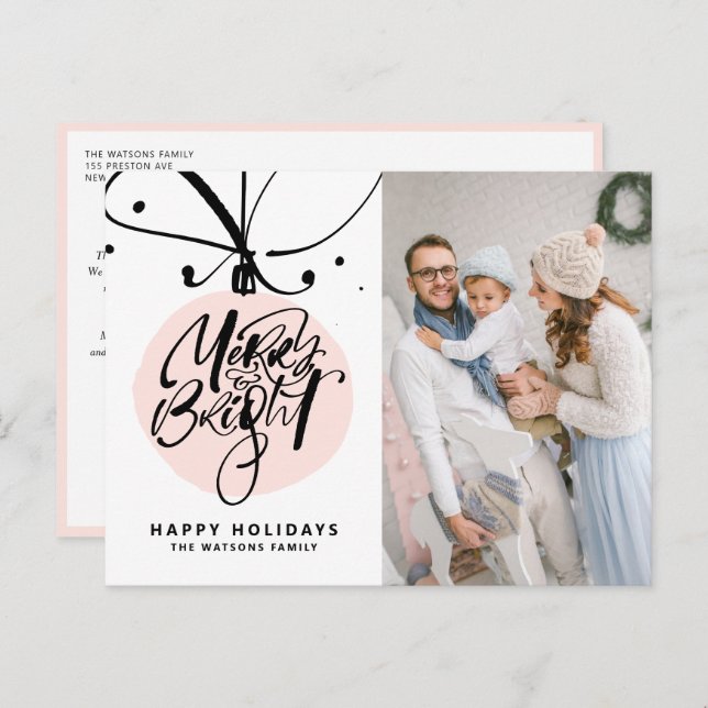 Märk och ljusstark Rosa-prydnadsfoto Helg Vykort (Fram/baksida)