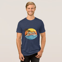 Mark Retro Solnedgång Namn Design T Shirt