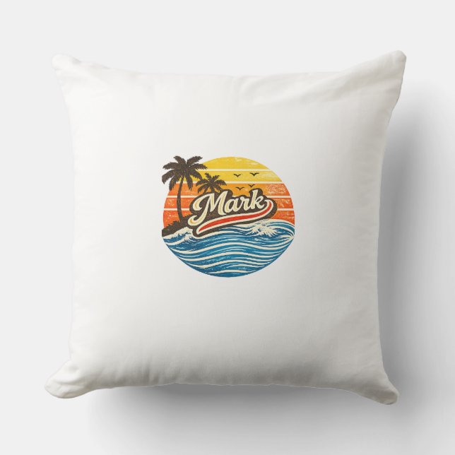 Mark Retro Sunset Name Design Kudde (Framsida)