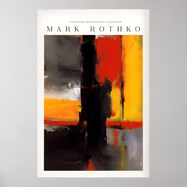 Mark Rothko-stil fet svart och gul abstrakt Poster (Framsidan)