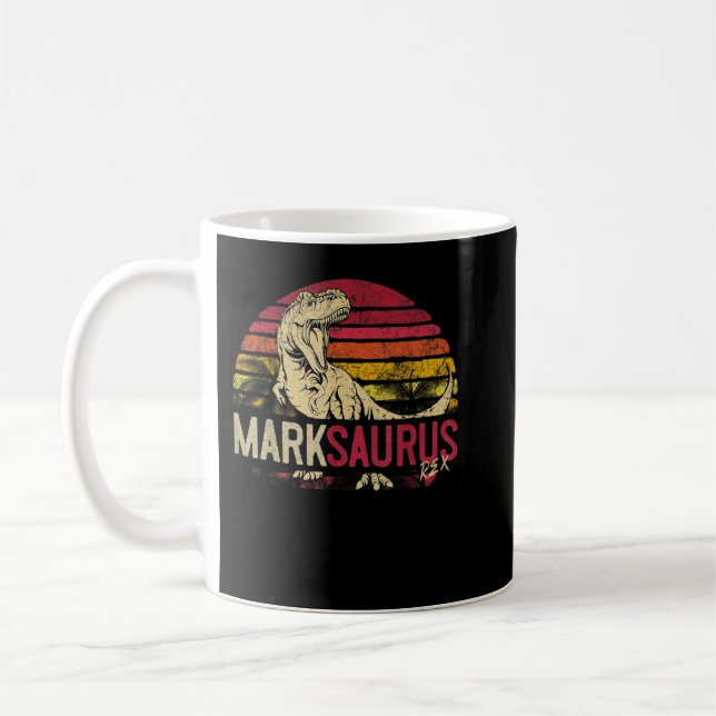 Mark Saurus Funny Personlig Dinosaur T Rex Namn Kaffemugg (Vänster)