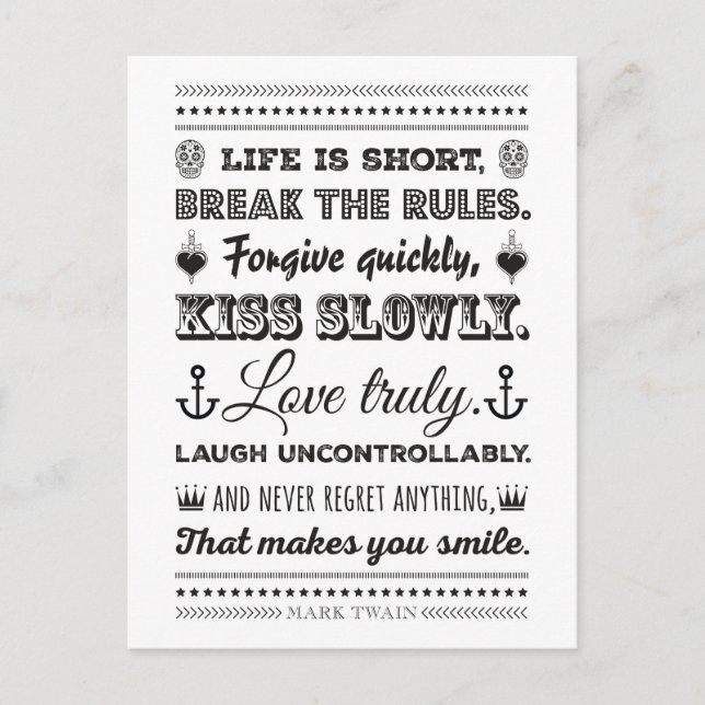 Mark Twain - Bryt Reglerna Vykort (Framsida)