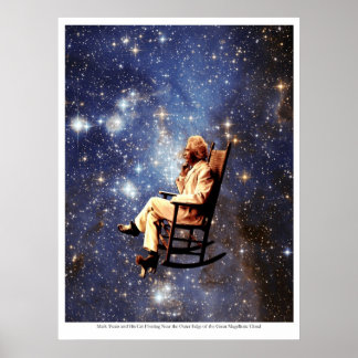 Mark Twain och hans katt Poster