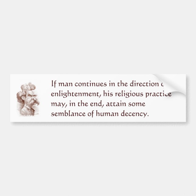Mark Twain om Religion Bildekal (Framsidan)