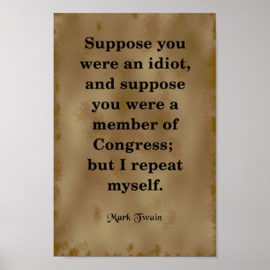 Mark Twain Quote, kongressen Poster