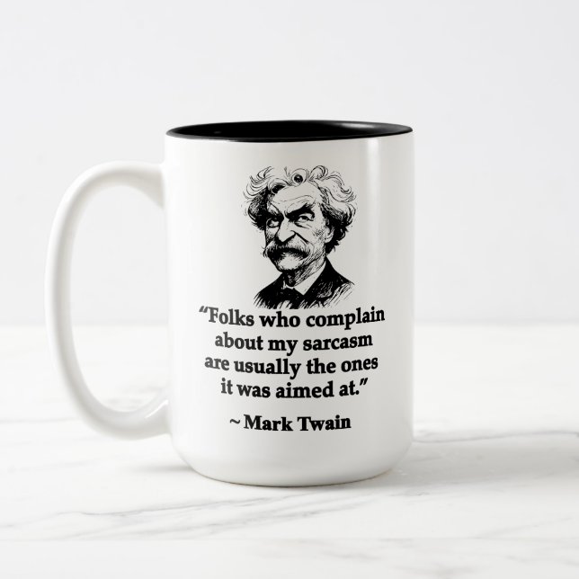 Mark Twain - Sarcasm - Moderna feltolkningar v2 Två-Tonad Mugg (Vänster)