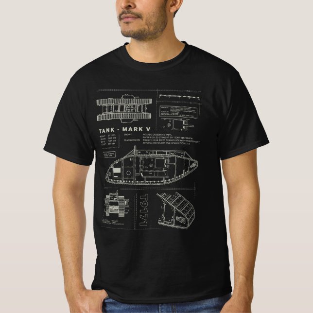 MARK V LANDSHIP - WW1 Tank  T Shirt (Framsida)