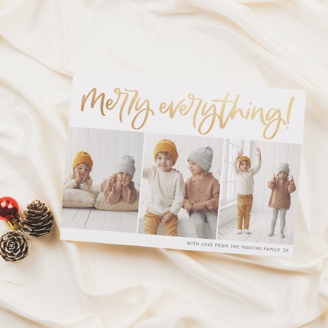 Märka allt Guld-skript 3 fotojul Julkort (Skapare uppladdad)