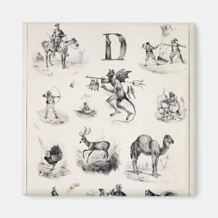 Märka D från en alfabetabc-bok, 1832 Magnet