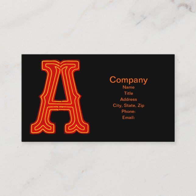 Märka den ljusa monogramen "för a-" neon visitkort (Framsida)