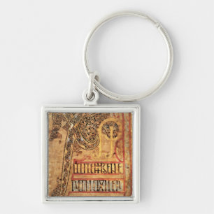 Märka med sina initialer sidan från de Lichfield Fyrkantig Silverfärgad Nyckelring