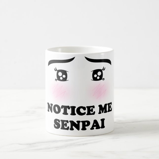 Märka mig Senpai att rodna Animeflickan Kawaii Kaffemugg (Center)