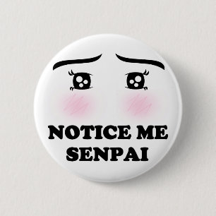 Märka mig Senpai att rodna Animeflickan Kawaii Knapp