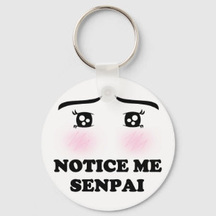 Märka mig Senpai att rodna Animeflickan Kawaii Nyckelring