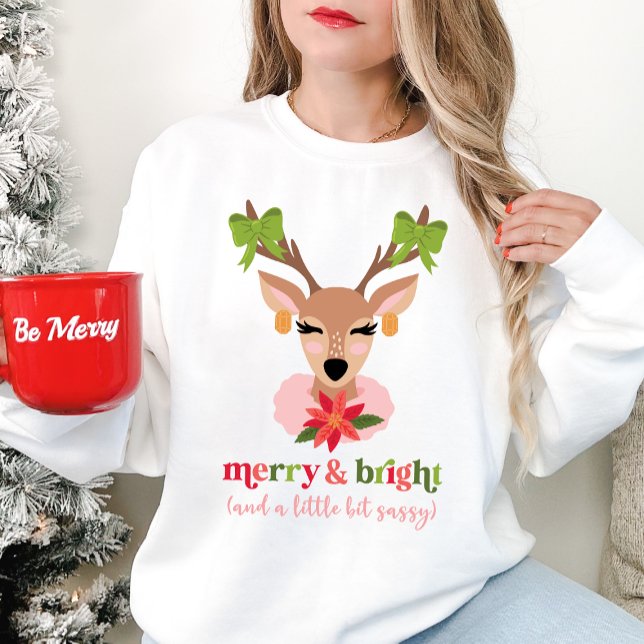 Märka och ljusa (och lite sassy) helgdag t shirt (Merry & Bright (and a little bit sassy) Christmas sweatshirt.)